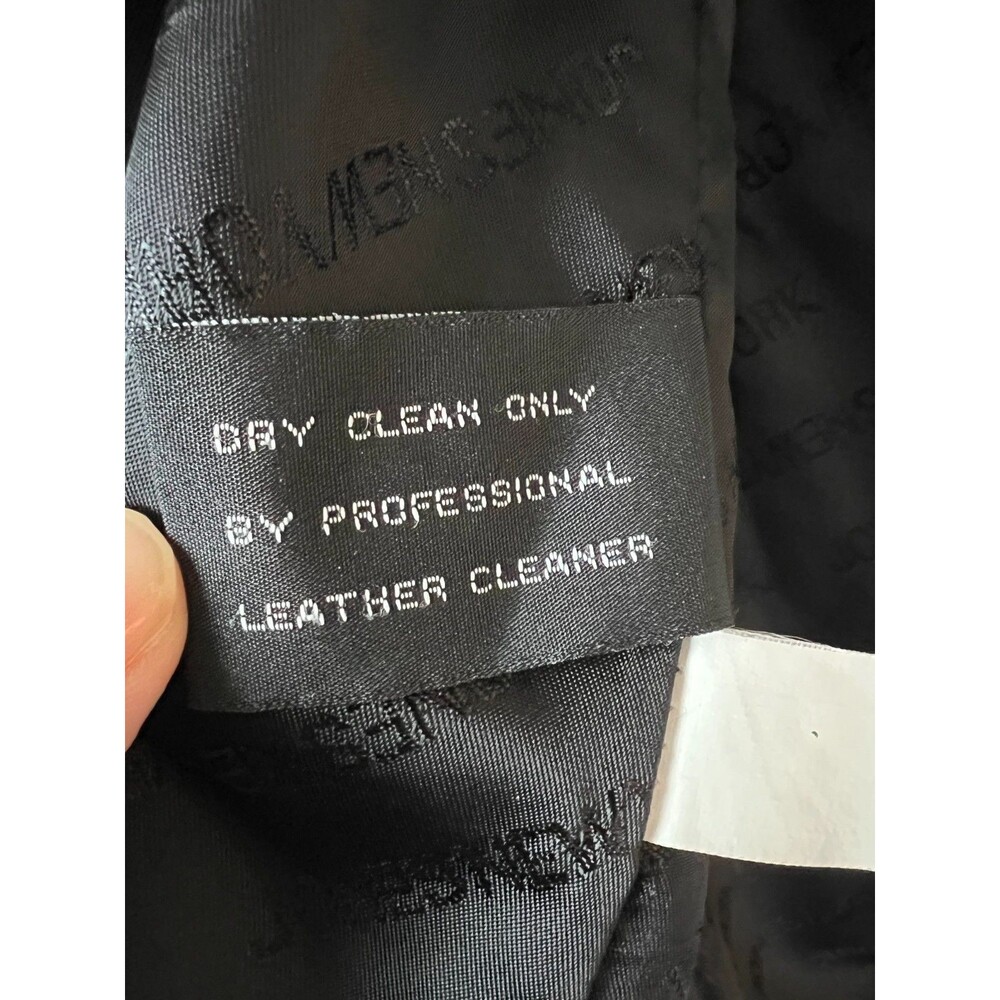 Jones New York Jacket Womens Medium Black Genuine Leather Zip Front Collared Vtg - Picture 9 of 16